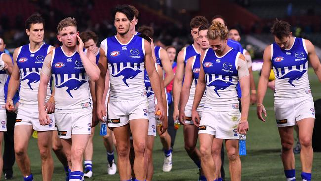 North Melbourne slumped to their fifth loss of the season against Port Adelaide. Picture: AAP