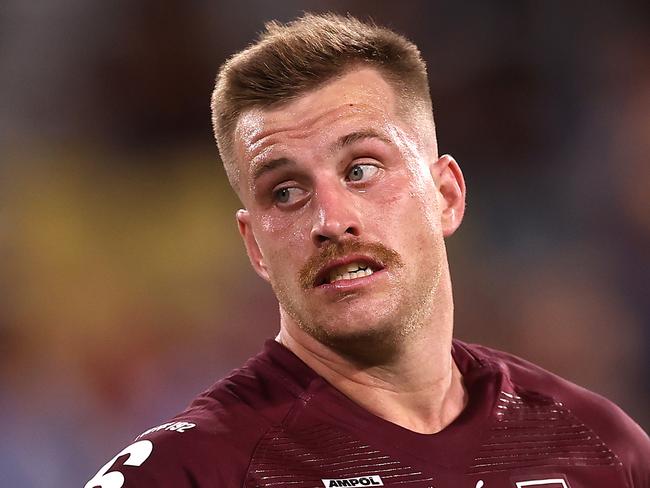 TOWNSVILLE, AUSTRALIA - JUNE 09:  Cameron Munster of the Maroons looks on following game one of the 2021 State of Origin series between the New South Wales Blues and the Queensland Maroons at Queensland Country Bank Stadium on June 09, 2021 in Townsville, Australia. (Photo by Mark Kolbe/Getty Images)