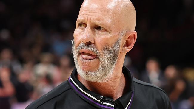 SYDNEY, AUSTRALIA - JANUARY 09: Kings coach Brian Goorjian looks on after his team lost by two points on the buzzer during the round 16 NBL match between Sydney Kings and Melbourne United at Qudos Bank Arena, on January 09, 2025, in Sydney, Australia. (Photo by Mark Evans/Getty Images)