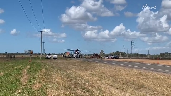 A rescue chopper at the scene of a triple fatal crash south of Townsville