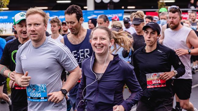 Runners at the start of the Point to pinnacle. Picture: Linda Higginson