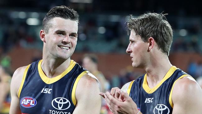 AFL  - Saturday, 19th September, 2020 - Adelaide Crows v Richmond at the Adelaide Oval. Adelaide's Brad   Crouch with his brother Matt Crouch after the loss Picture: Sarah Reed
