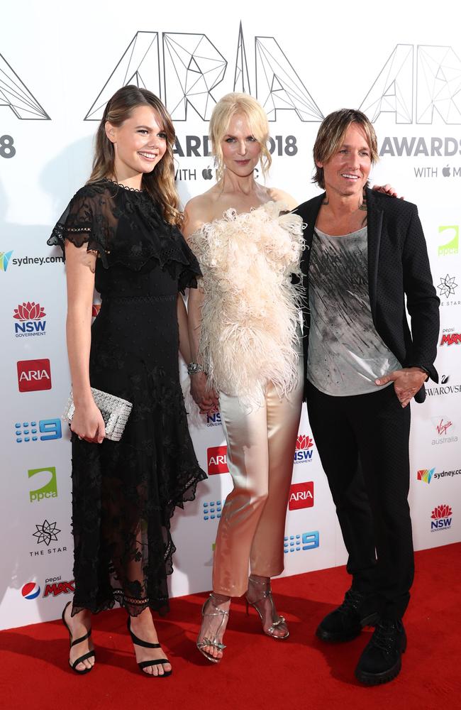 She’s the niece of Nicole Kidman, pictured here with Keith Urban at the ARIA Awards 2018. Picture: Mark Metcalfe/Getty Images