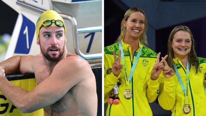 James Magnussen and members of the Aussie swim team. Photos: AAP/AFP