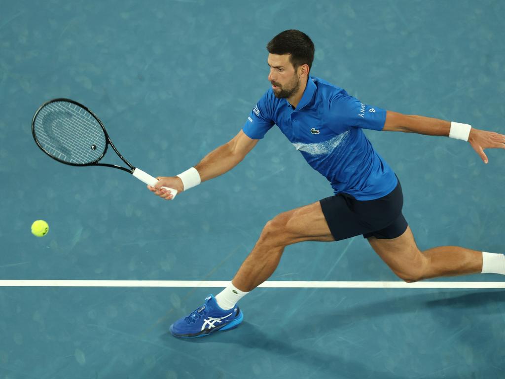 Novak Djokovic in action at the Australian Open. Picture: Getty