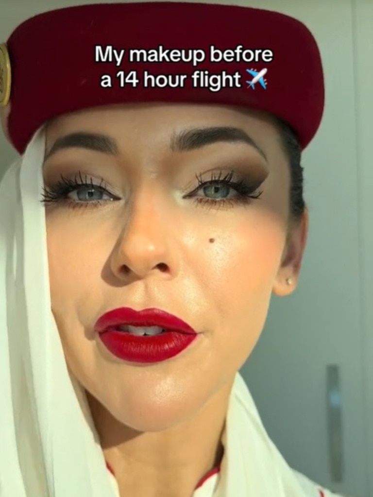 Dani’s makeup before a 14-hour flight. Picture: TikTok/danidboyy1