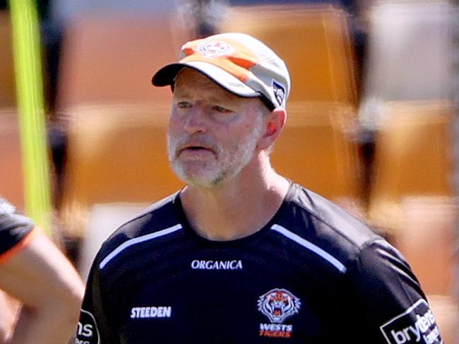 DAILY TELEGRAPH - 18 NOVEMBER, 2021. Wests Tigers hold a closed training session at Leichardt Oval with the full squad back for their first full training run together. Senior coach Michael Maguire takes charge. Picture: Toby Zerna