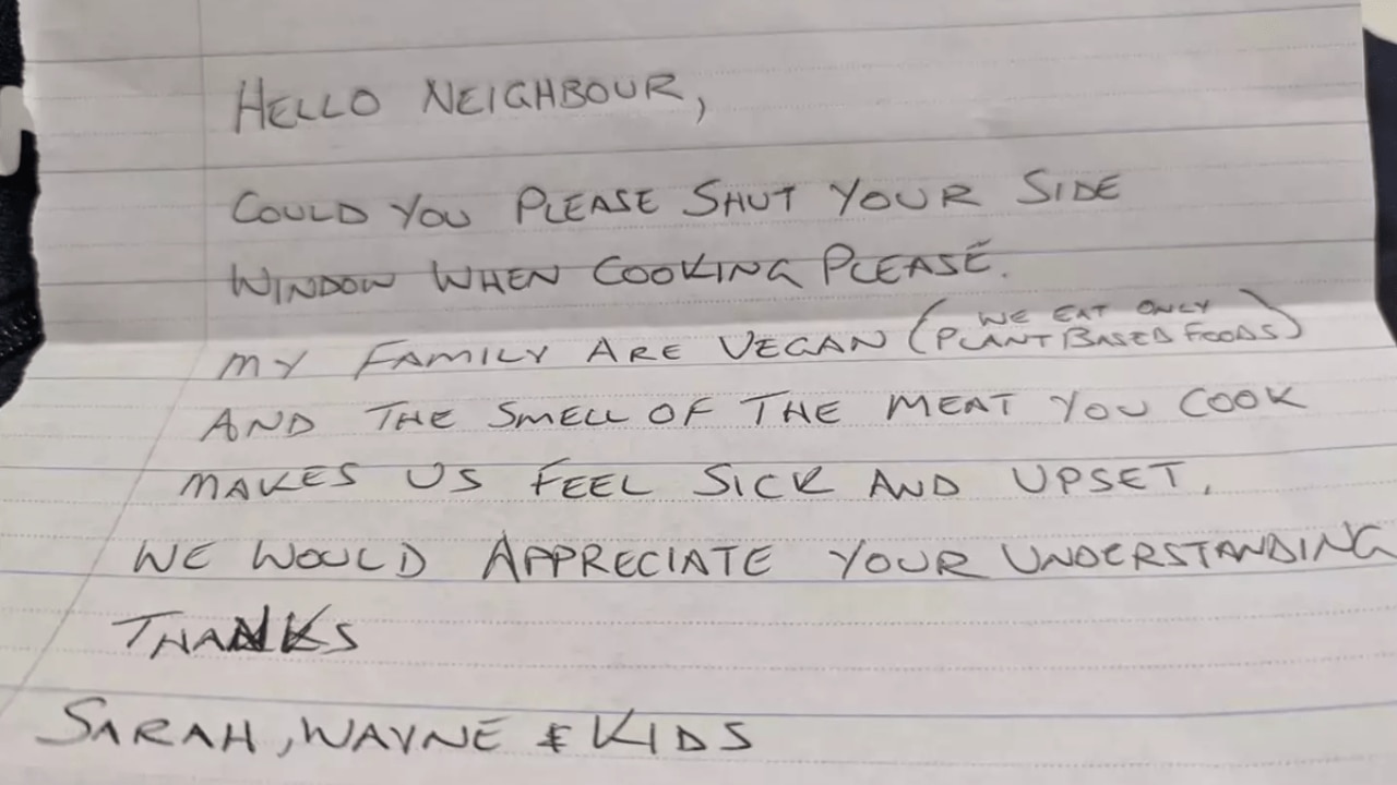 Kylie's neighbours requested they stop cooking meat not once.... Picture: Hey Perth/Facebook