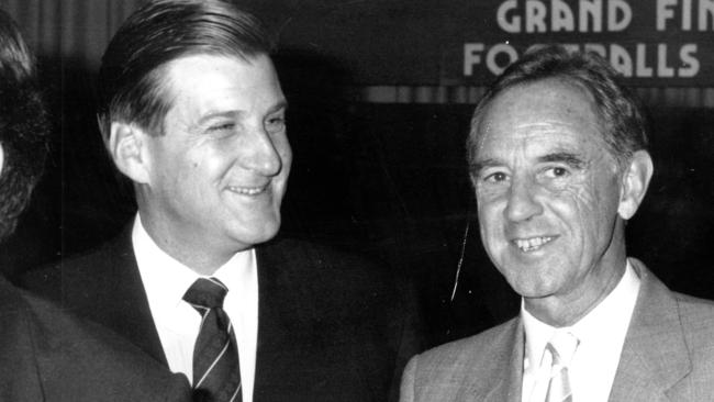 Opposition leader Jeff Kennett and Premier John Cain in 1989.