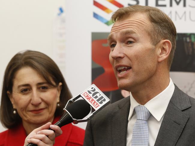 NSW Premier Gladys Berejiklian and NSW Education Minister Rob Stokes, who says the schools funding deal is unfair. Picture: David Swift.