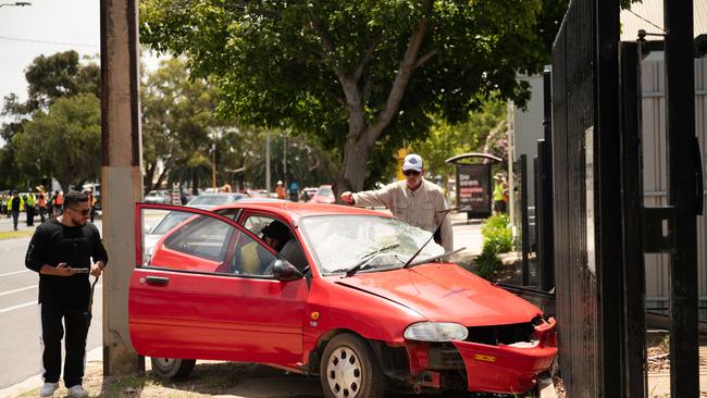 The incident happened right under the noses of senior police and SA’s Police Minister Joe Szakacs, who were on scene to watch the filming. Picture: NCA NewsWire / Morgan Sette