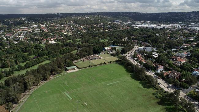 View of Warringah Golf Club and Passmore Reserve on the northern beaches. Picture: Toby Zerna