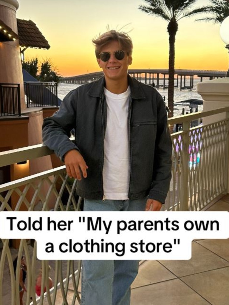 He joked that people assume when he says his parents own a clothing store they assume it is just one. Picture: TikTok/ greysonabercrombie