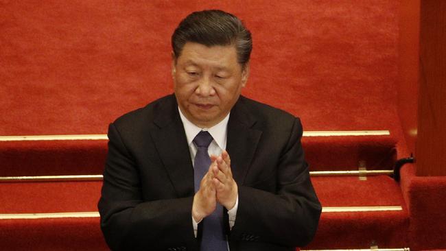 Chinese President Xi Jinping attends the closing session of the Chinese People's Political Consultative Conference (CPPCC) at the Great Hall of the People in Beijing Wednesday, May 27, 2020. (AP Photo/Andy Wong)