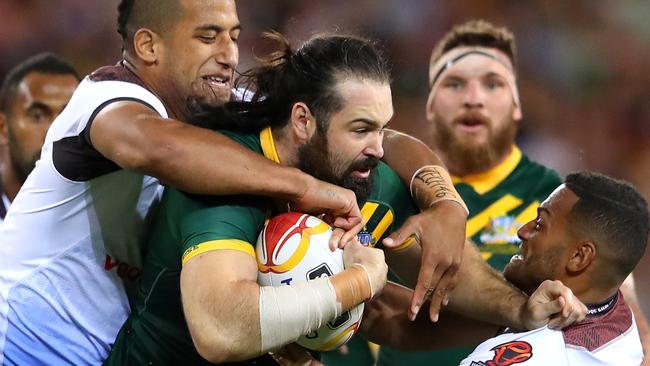 Aaron Woods of the Kangaroos will need a painkilling injection to play in the World Cup final.