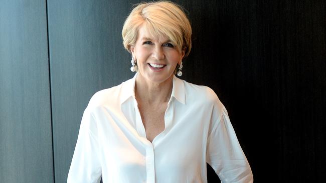 Julie Bishop at the Witchery and Ovarian Cancer Research Foundation White Shirt Campaign launch in Sydney. Picture: AAP 