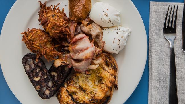 LP’s Quality Meats blood sausage and pigs head hash brown at Rocker, Bondi. Picture: Nikki To.