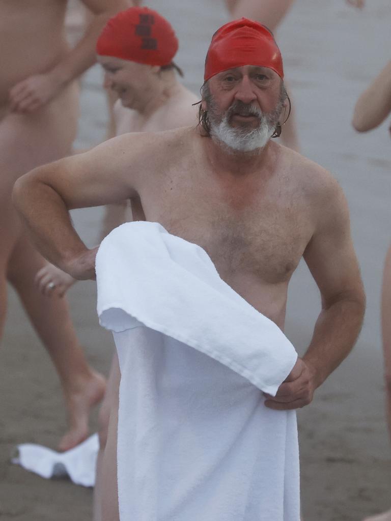 Dark Mofo Nude Solstice Swim 2024 at Long Beach Sandy Bay. Picture: Nikki Davis-Jones