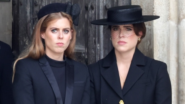 Princess Beatrice and Eugenie appear to exit Westminster Abbey