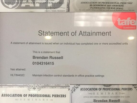 The Queensland TAFE certificate of attainment for Brendan Russell he posted to Instagram.