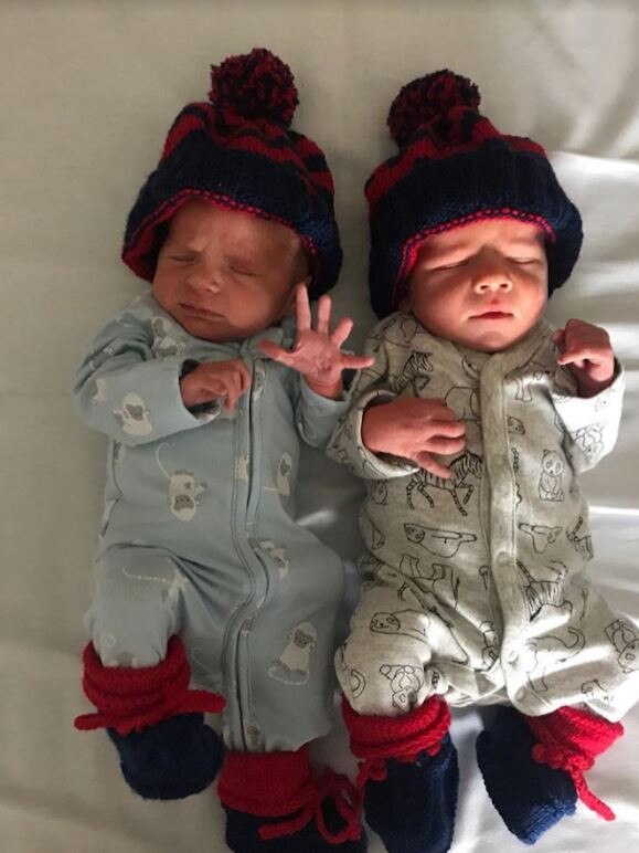 Sylvie (left) and Roy (right) have already been decked out in Melbourne colours. Picture: Daisy Pearce’s Instagram