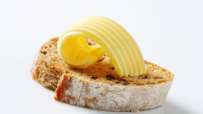 A slice of bread with butter.