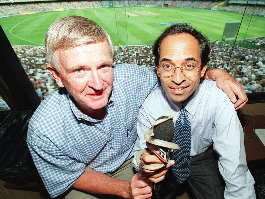 Keith Stackpole with Harsha Bhogle in the commentary box.