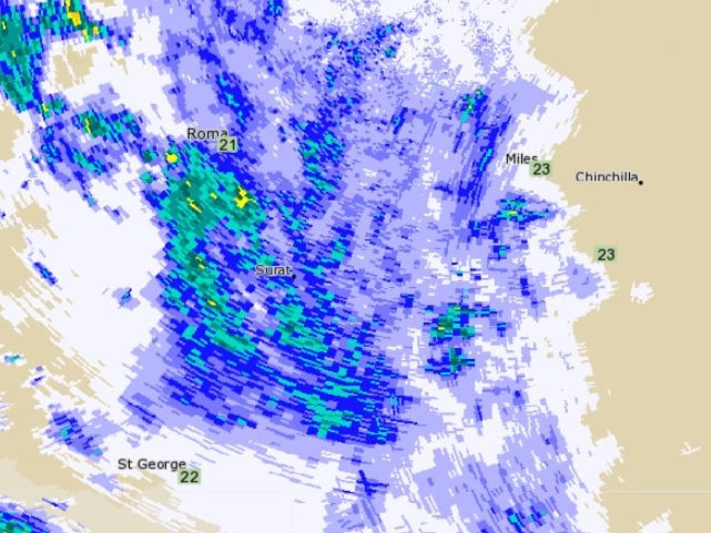 Queensland's southwest has borne the brunt of overnight showers on Saturday with some parts recording up to 49mm of rain. Photo: BoM