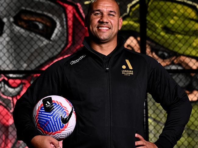 MELBOURNE, AUSTRALIA - MAY 20: All Stars Head coach Patrick Kisnorbo poses during an A-League All Stars Men Press Conference at Ultra Football Abbotsford on May 20, 2024 in Melbourne, Australia. (Photo by Quinn Rooney/Getty Images)