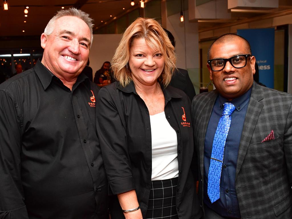 Shane Camillen, Cindy Chyoweth and Binesh Mudaliar at The City Awards 2017 at Keith Murdoch House in Adelaide. Picture: Keryn Stevens