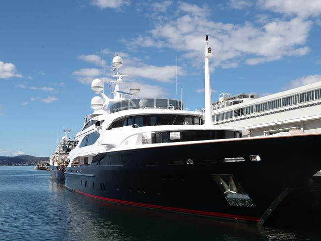 Clive Palmer's yacht Australia docked in Hobart. Picture: Nikki Davis-Jones