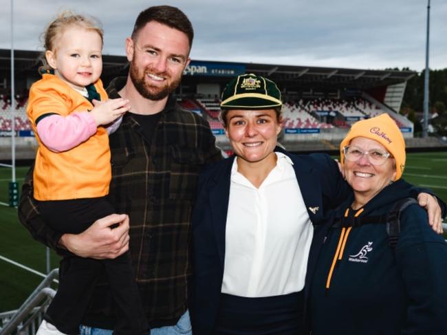 Dinnen pictured with her husband Declan Dinnen (left), daughter Zoe and mum Lyn Dinnen (right). Picture: Supplied