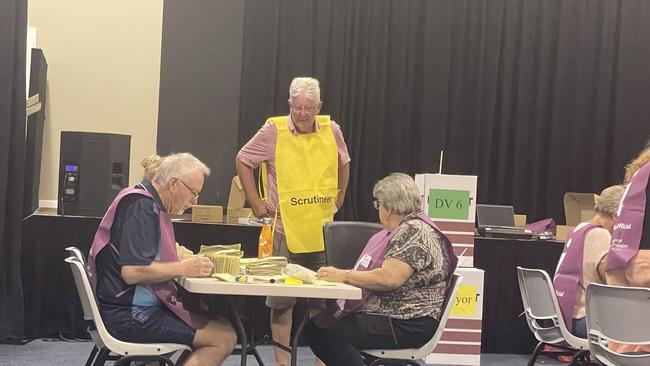 Philip Batty has joined scrutineers at the Whitsunday Christian College for counting on March 16, 2023. Picture: Estelle Sanchez