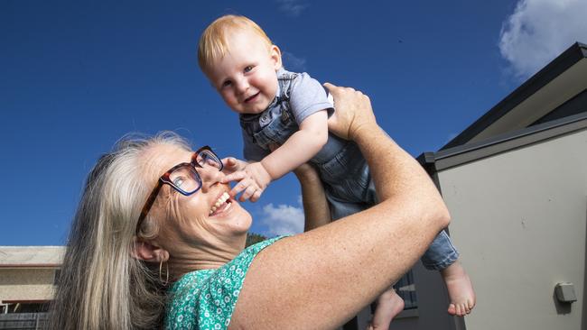 Sunshine Coast single mum Nicole with her 13 month old son Nate who was conceived with a donor embryo. Picture Lachie Millard