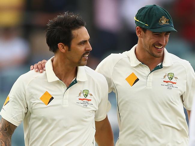 Starc, right, learned a lot from Mitchell Johnson Picture: Getty Images