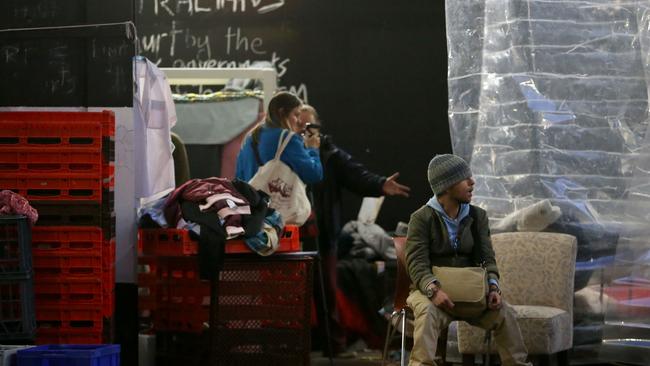 The Martin Place camp. Authorities have tried to move the homeless on. Picture: Jason McCawley / The Sunday Telegraph