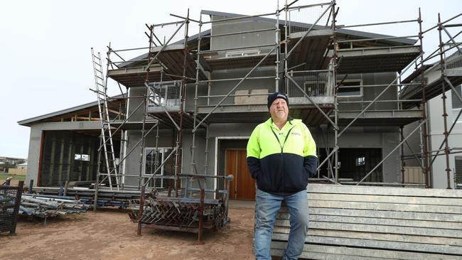 Peninsula Plumbing’s Justin Zwar, at a Coast to Coast Homes building site at Port Hughes, will push for building industry trust funds to ensure subcontractors get paid on time. Picture: Tait Schmaal.