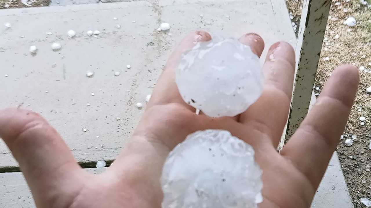 Giant hail at Tara. Picture: Abbey Shaw