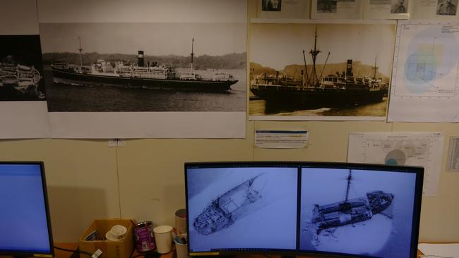 Images on-screen taken by state-of-the-art equipment showing the wreck. Picture: Supplied