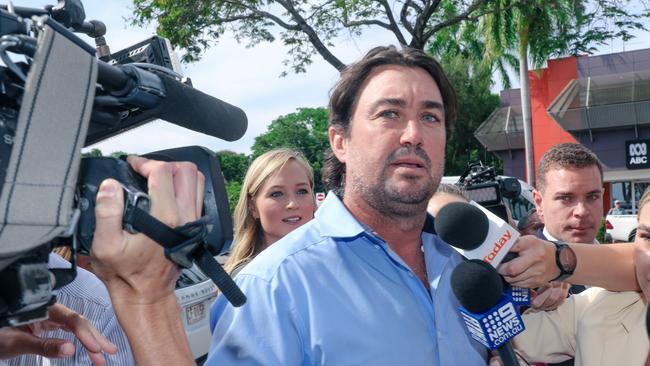 Matt Wright attends Darwin Local Court on charges linked to the death of his Outback Wrangler co-star Chris ‘Willow’ Wilson. Picture: Glenn Campbell