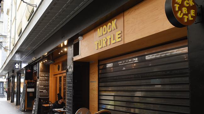 Cafe Mock Turtle in Degraves street has temporarily closed. Picture: Josie Hayden