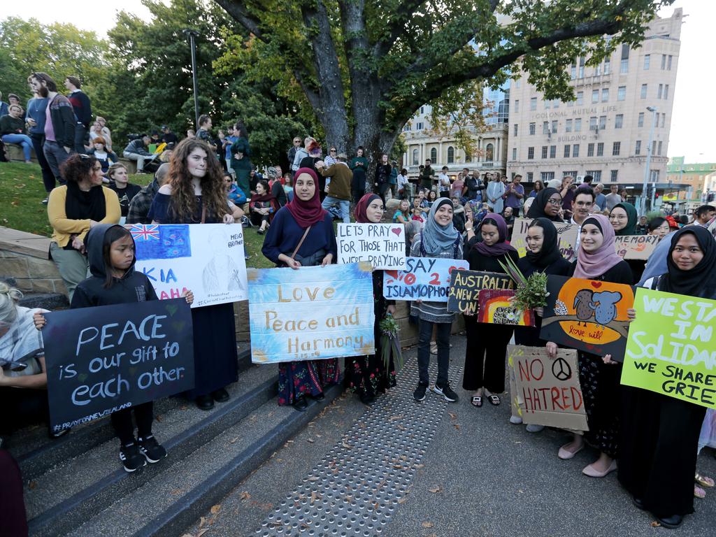 Hobart's vigil for Christchurch at Franklin Square. Picture: PATRICK GEE