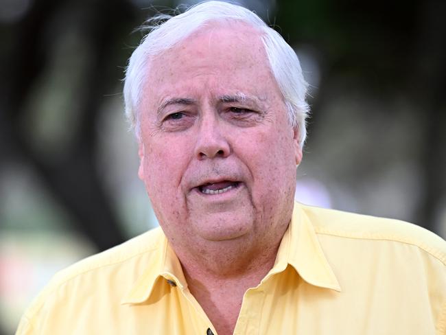 GOLD COAST, AUSTRALIA - NewsWire Photos - JANUARY 24, 2023.Businessman Clive Palmer speaks during a press conference on the Gold Coast. Mr Palmer made an announcement regarding a conferences on COVID 19 Vaccines.Picture: NCA NewsWire / Dan Peled