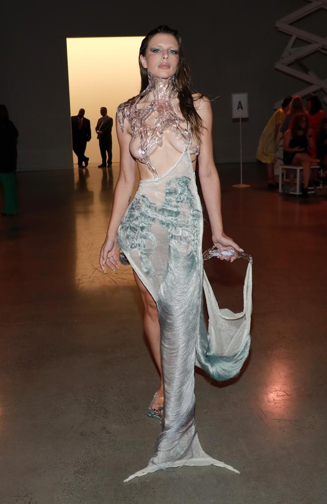 The 32-year-old wore student designer WeiRan to her closing fashion week event. Picture: Jason Mendez/Getty Images for NYFW