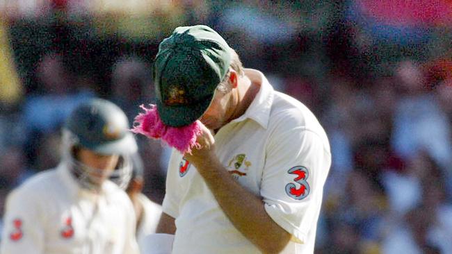 Steve Waugh with his lucky red hanky in 2004. PICTURE MARK EVANS