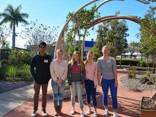 HEALTHY INTEREST: Students from St Luke's school, Fahad Sirivella, Laura Branch, Bahli Ulrick, Jasmine Scott and Cloe Wolters are among many who are keen to pursue a career in the health industry and attended an engagement program at Bundaberg Hospital on Monday. Picture: Rhylea Millar