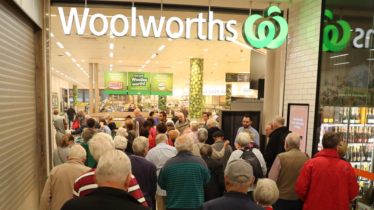 Early morning shoppers at Woolworths Crows Nest, in Sydney’s north. Picture: Rohan Kelly