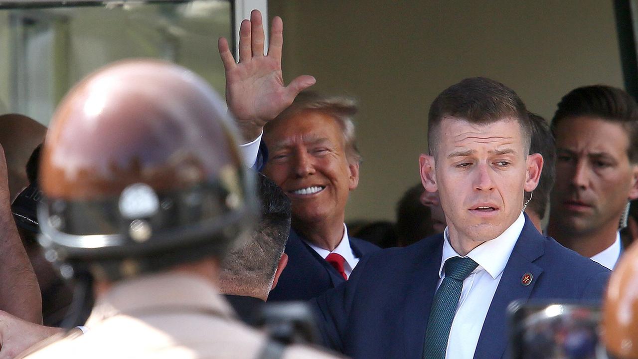 Donald Trump smiles after his arraignment. Picture: Alon Skuy/Getty Images