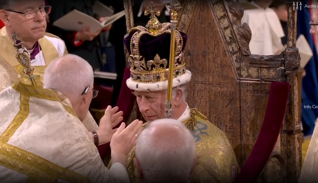 In a historic moment, King Charles is crowned. Picture: Sky