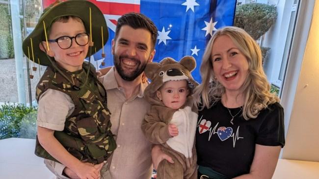 Michelle Barker with her husband and two children. Picture: Supplied